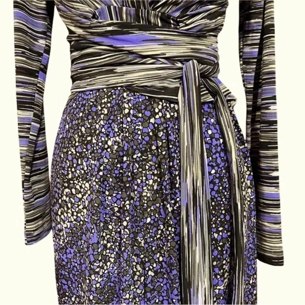 BCBG Max Azria Dress Womens Sz S A Line Wrap Long Sleeve Abstract Formal Party - Picture 3 of 6